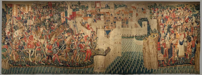 Parish museum of tapestries. Flemish tapestry. Conquest of Tanger. Series Conquests of king Alfonso I of Portugal. Tournai