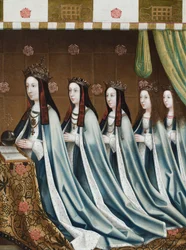 Portraits of Elizabeth of York, Queen of England with Her Four Daughters, Margaret, Elizabeth, Mary and Catherine, c.1510