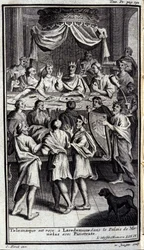 Telemachus is Received in Lacedaemon in the Palace of Menelaus with Pisistratus (Illustration for Book IV of the Odyssey of Homer)