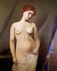 Female Nude, Green Curtain