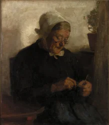 Old Woman Knitting