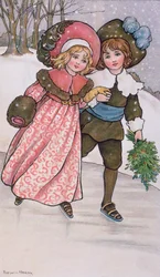 Girl and Boy Skating, late 19th or early 20th century