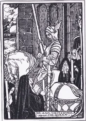 He gave them charge about the Queen (Guinevere)