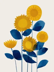 Blue and Yellow Sunflowers