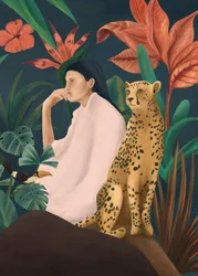 Thoughtful Woman Jungle Cheetah