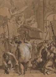 Funeral Procession of a Saint with Angels