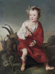 A Young Girl (?) with Flute and Goats