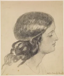 Oure Ladye of Saturday Night - Study of Head of Angel Holding Bowl of Water