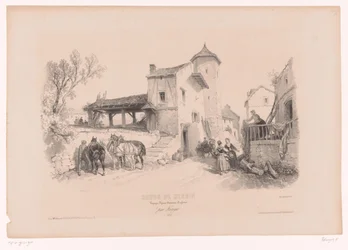 Village Street with Horses and Various Figures (Drawing Course with Studies of Landscapes, Animals, and Details)