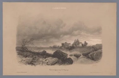 Travelers and Cows by a Stream in a Landscape