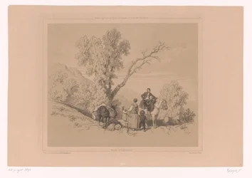 Resting Family on a Journey in a Mountain Landscape (Examples of Figure Studies for Landscape Artists)
