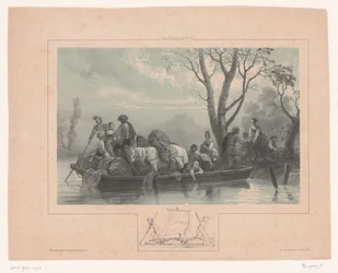 Ferry with Horses and Passengers