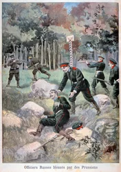 Russian officer wounded by the Prussians, Russian border, 1898
