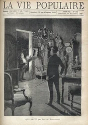 A man surprises an intruder at home in the middle of the night. Illustration of F. Meaulle after B. Borione for 