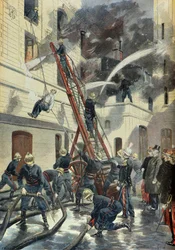 Felix Faure Attends the Training of the Paris Fire Department in 1898