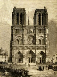 Notre Dame de Paris in 1482 (engraving by F. Meaulle)