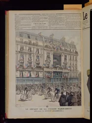 The Start of the Paris-Brest Bicycle Race in Front of the Offices of 
