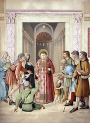 Saint Laurent Doing the Alms (after Fra Angelico)