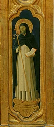 (detail) Santa Trinita Altarpiece, frame and pinnacles by Lorenzo Monaco (Piero di Giovanni)