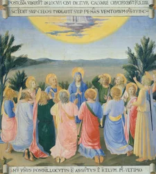 Inset depicting Ascension, panel from Armadio degli Argenti with life of Jesus by Giovanni da Fiesole known as Fra Angelico