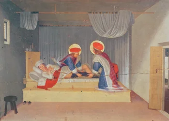 Altarpiece, The Virgin and Child surrounded by angels and eight Saints. The Predella: Saint Cosmas and Saint Damien transplanting the leg of a negro onto a Justinian Deacon