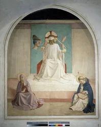 Christ Mocked with the Virgin and Saint Jerome. Fresco by Guido di Pietro