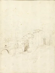 Watermill with Figures on an Arched Bridge