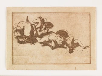 Study of Two Dead Figures and a Horse