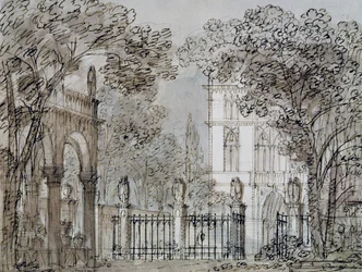 Set design for Otello, opera by Rossini, for performance at La Fenice Theatre in Venice