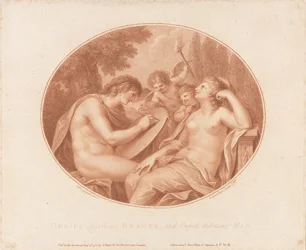 Genius Describing Beauty, And Cupid Dictating Him