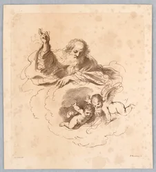 The Almighty in the Clouds, with Two Boy Angels