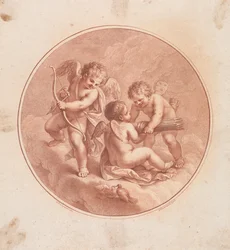 Three Cupids with Bows & Arrows, and Two Doves