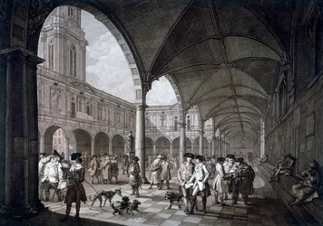 View of the Courtyard in the Royal Exchange with Merchants and Brokers, City of London