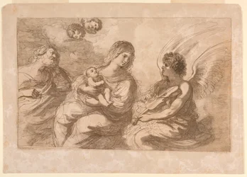 Virgin, Infant, and Joseph with an Angel Playing on a Violin