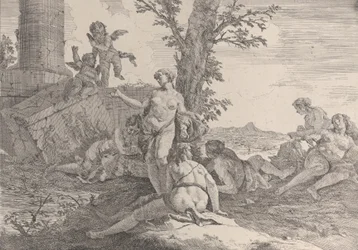 Six nymphs and two putti, from Bacchanals and Histories, 1744