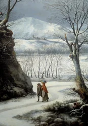 Couple on the Road in the Middle of Winter