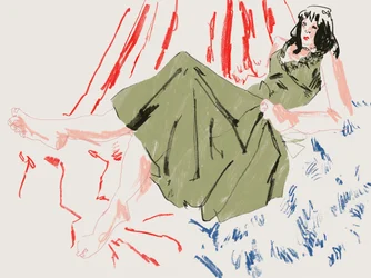 Green Dress Fashion Sketch