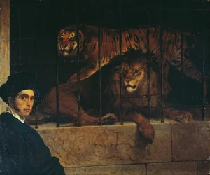 Self-portrait with a Tiger and Lion