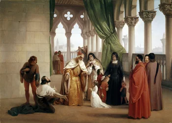 The Two Foscari: Francesco Foscari, Doge of Venice banishing his son Jacopo on the charge of treasonable correspondence while in exile