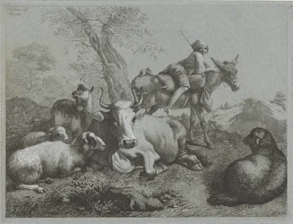 Shepherd on Donkey with Flock (Shepherd Scenes)