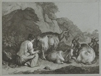 Shepherdess with Herd of Goats (Shepherd Scenes series)