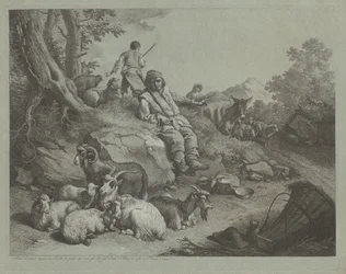 Seated Shepherd before a Flock of Goats, after 1766
