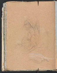 Verona Sketchbook: Figures in a roundel with study of a hand page 70