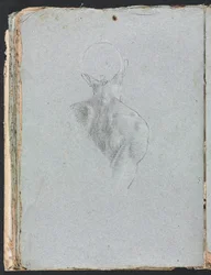 Verona Sketchbook: Male nude head and shoulders from behind (detail)
