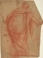 Heavily Draped Woman Seen from Behind
