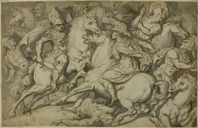 Cavalry Skirmish (front); Kneeling Ecorché (back)