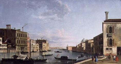 Venice: The Grand Canal looking from the Campo San Vio towards the Bacino