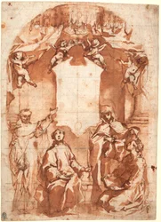 Four Saints in Front of a Holy Image