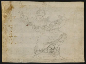 Studies for Christ Giving a New Heart to Saint Catherine of Siena (recto); God the Father in the Air with Arms Outstretched (verso)