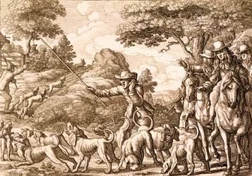 Hare Hunting, engraved by Wenceslaus Hollar, 1671